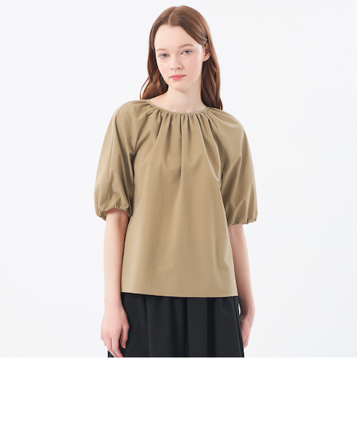 サマーサッカーギャザーブラウス