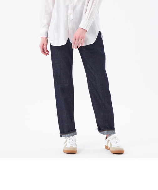 コットンリネンデニムストレートフィット