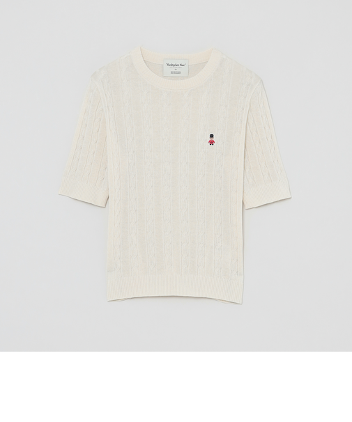 【WEB&一部店舗】バッキンガムベアケーブルハーフスリーブニット