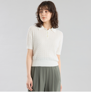 GREY LABEL ハイベージケーブルニットポロ