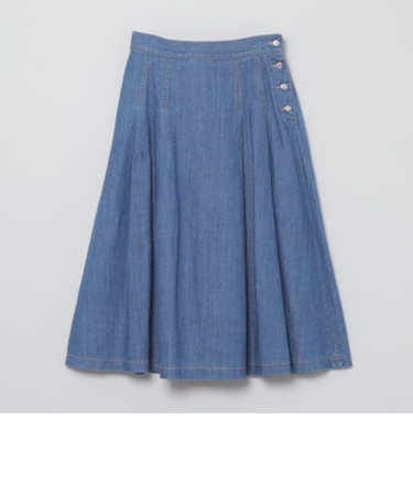 コットンリネンデニムタックプリーツスカート