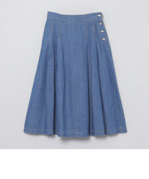 コットンリネンデニムタックプリーツスカート