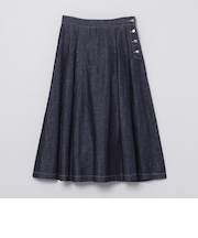 コットンリネンデニムタックプリーツスカート
