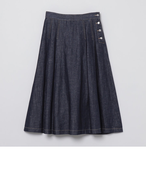 コットンリネンデニムタックプリーツスカート