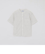 GREY LABEL ストライプバンドカラーショートスリーブシャツ