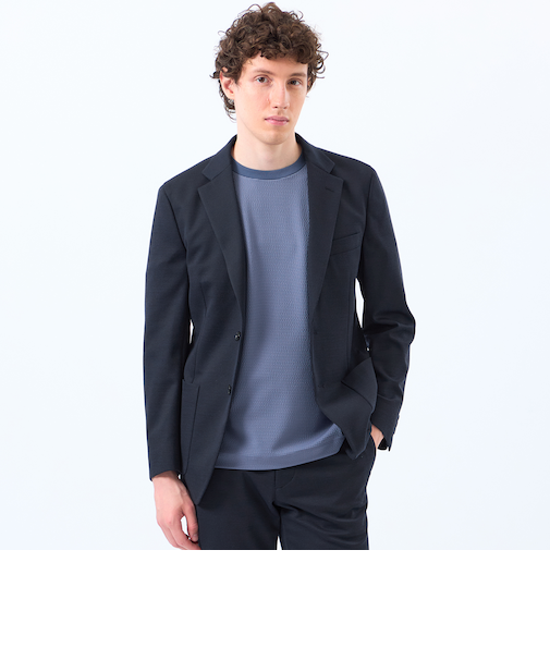 テーラードジャージー ジャケット ウール混メッシュジャージー