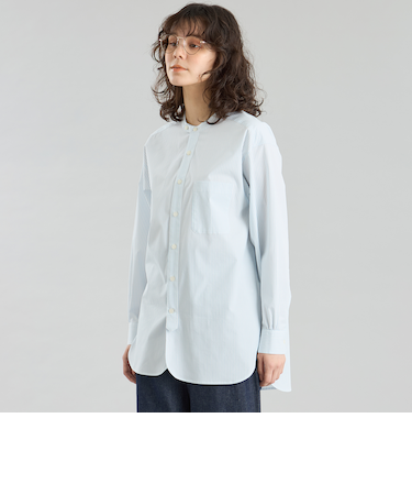 GREY LABEL ストライプバンドカラーシャツ