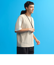 ニットコンビTシャツ ケーブルニット×ブロード