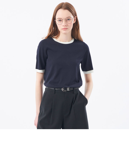 リネンミックスバイカラーニット