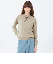 リボンタイロングスリーブニット