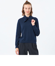 リボンタイロングスリーブニット