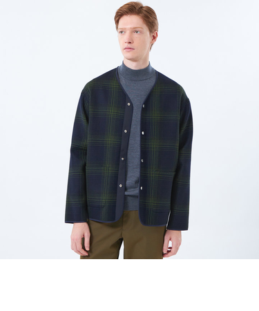 ノーカラージャケット 高密度リバークロス