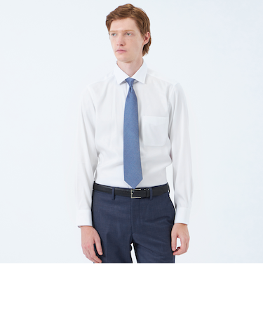 トロッター セミワイドシャツ 無地/ブルーバリエーション