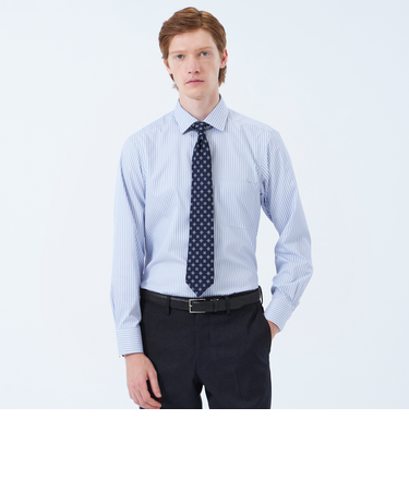 トロッター セミワイドシャツ 無地/ブルーバリエーション