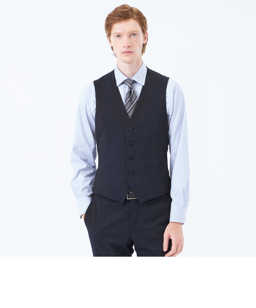 トロッター ウェストコート ピンヘッドストレッチ