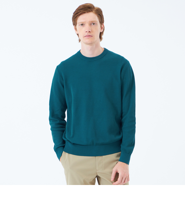 14G カノコ風ジャカード クルーネックニット