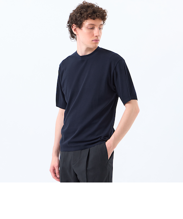 30/1ミニカノコ クルーネック半袖ニットTシャツ
