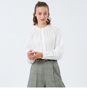 【LEE11月号掲載/蛯原友里さん着用】フリルカラーコットンブラウス