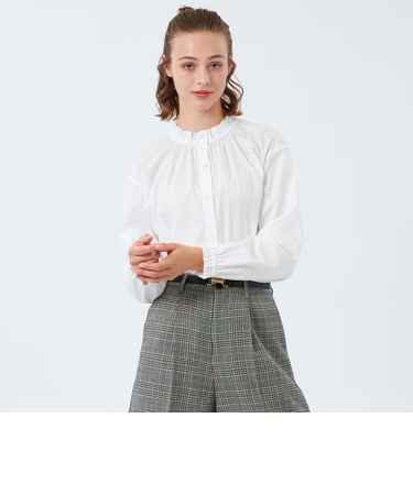 【LEE11月号掲載/蛯原友里さん着用】フリルカラーコットンブラウス