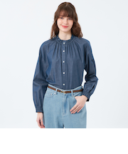 【LEE11月号掲載/蛯原友里さん着用】フリルカラーコットンブラウス