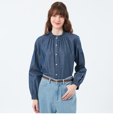 【LEE11月号掲載/蛯原友里さん着用】フリルカラーコットンブラウス