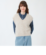 アルパカシャギーニットベスト