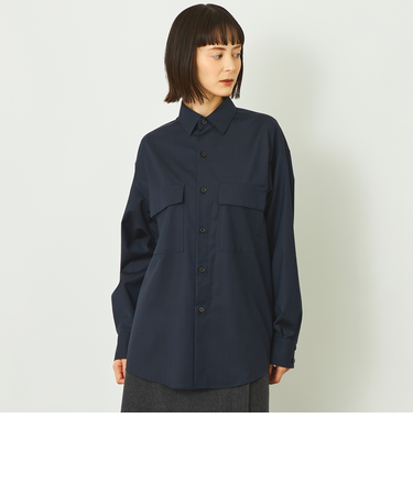 GREY LABAL ウールストライプオフィサーシャツ