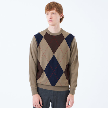 ビッグアーガイル クルーネックプルオーバーニット