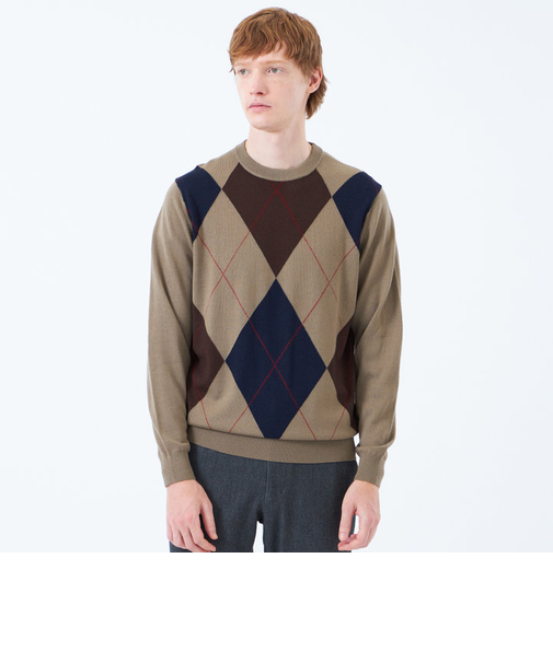 ビッグアーガイル クルーネックプルオーバーニット