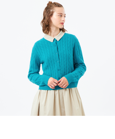 ウールカシミヤケーブルカーディガン