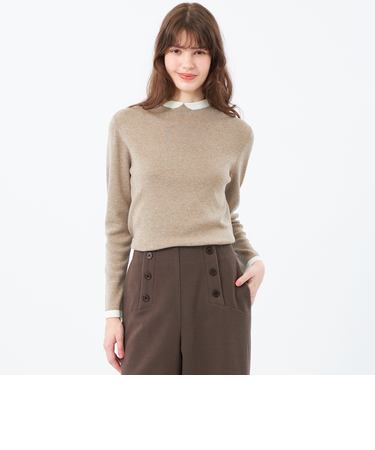 【LEE11月号掲載/蛯原友里さん着用】【2025年秋冬モデル】Cleric Collar Knit グリッター