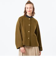 【LEE11月号掲載/蛯原友里さん着用】【一部予約販売】【WELBURY NO COLLAR SHORT（ウェルベリーノーカラーショート）】ウールメルトン製