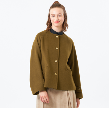 【LEE11月号掲載/蛯原友里さん着用】【一部予約販売】【WELBURY NO COLLAR SHORT（ウェルベリーノーカラーショート）】ウールメルトン製