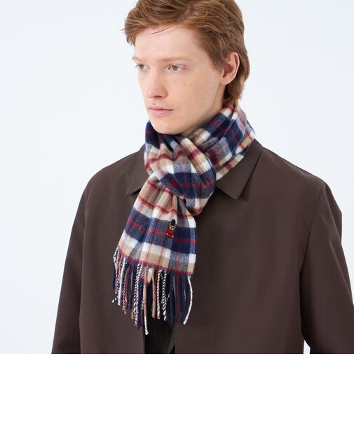 バッキンガムベア ウォッシャブルウールカシミヤ チェックマフラー