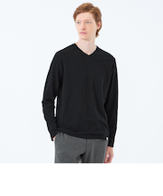 ストレッチミラノリブ VネックロンＴ