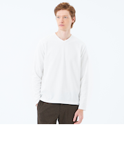 ストレッチミラノリブ VネックロンＴ