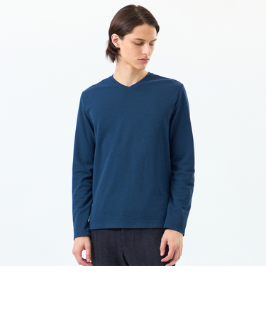 ストレッチミラノリブ VネックロンT