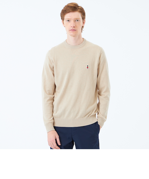 バッキンガムベア 綿ウール天竺 クルーネックプルオーバーニット