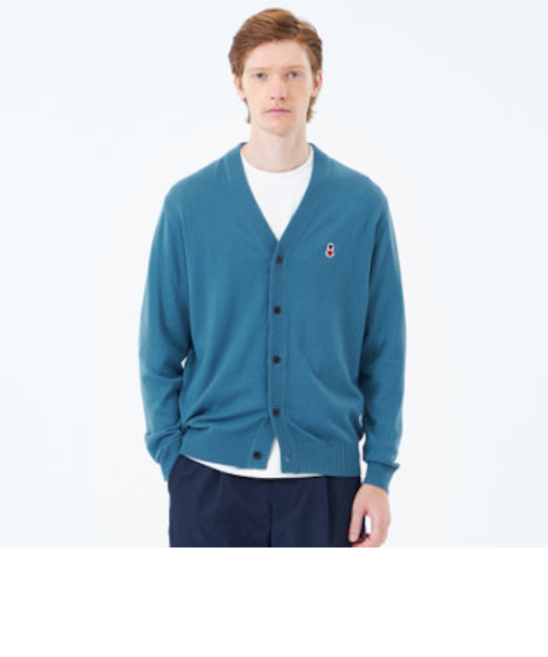 バッキンガムベア 綿ウール天竺 Vネックカーディガン