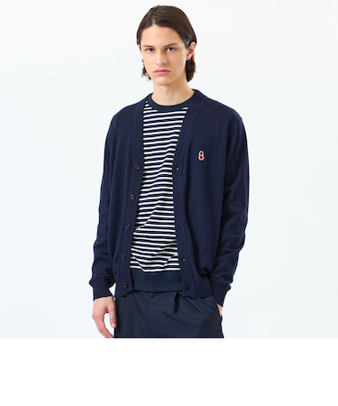 バッキンガムベア 綿ウール天竺 Vネックカーディガン