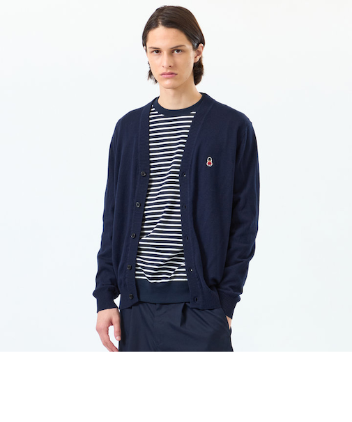 バッキンガムベア 綿ウール天竺 Vネックカーディガン