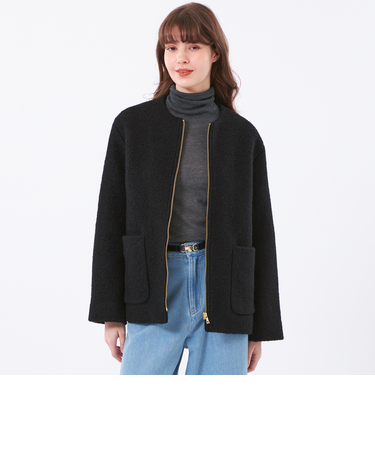 【WEB&一部店舗限定】ウールパイルノーカラーショートコート