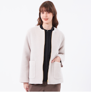 【WEB&一部店舗限定】ウールパイルノーカラーショートコート