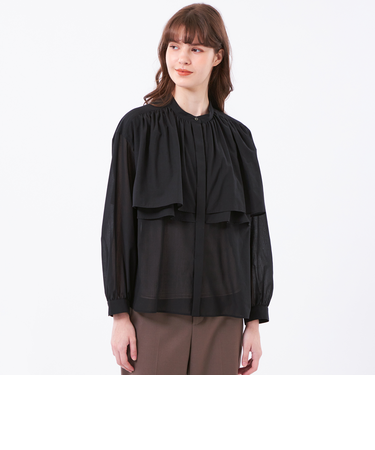 ボイルローンラッフルブラウス