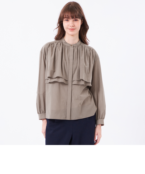 ボイルローンラッフルブラウス