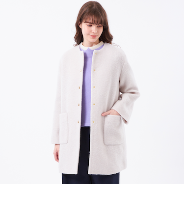 【WEB&一部店舗限定】ウールパイルノーカラーコート