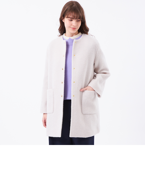 【WEB&一部店舗限定】ウールパイルノーカラーコート