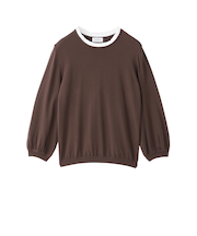 フリルカラーパフスリーブニット