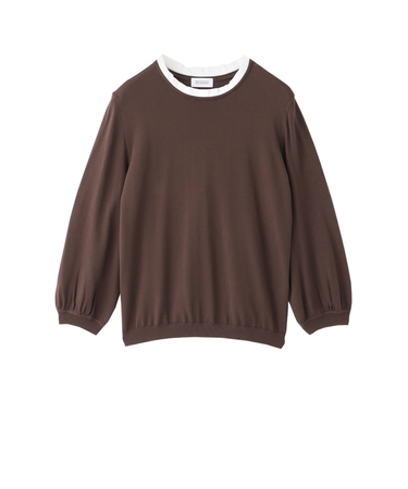 フリルカラーパフスリーブニット