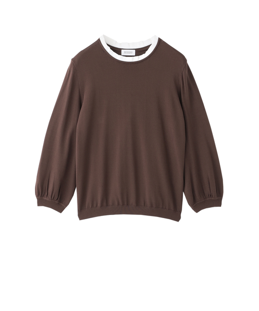 フリルカラーパフスリーブニット